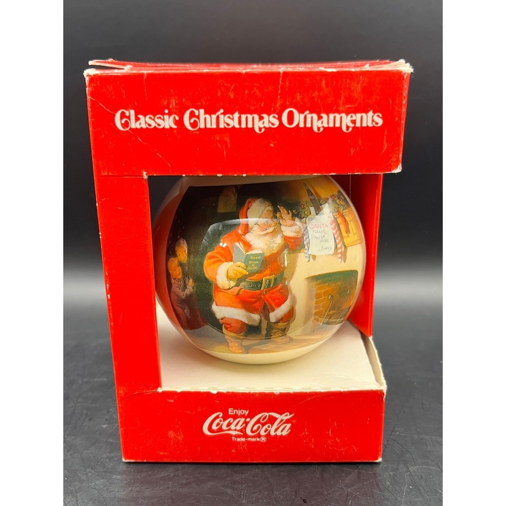 Coca Cola Classic Christmas Ornament Santa Claus With Box Collectible Decor